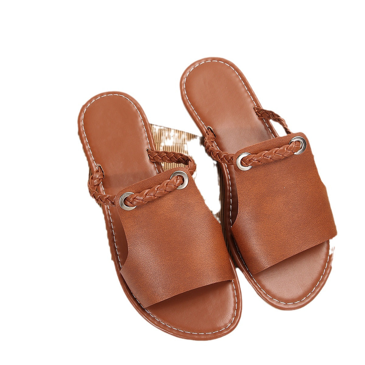 Pure Color Woven Simple Daily Beach Slippers - BuzzMart