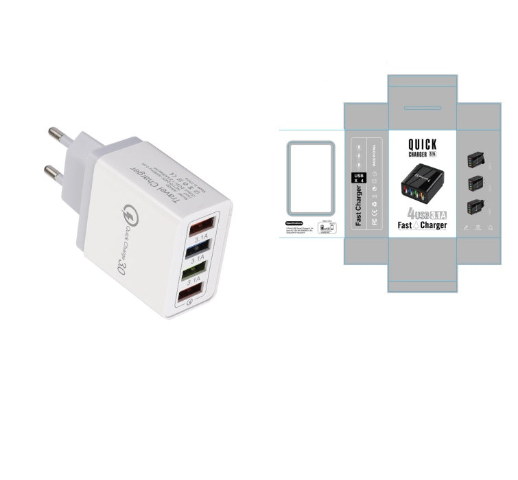 USB Charger Quick Charge 3.0 4 Phone Adapter For Tablet Portable Wall Mobile Charger Fast Charger - BuzzMart