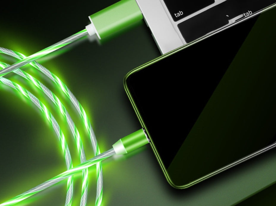 Compatible with Apple, Flowing Ligh Magnetic Streamer Data Line Cable for Iphone Android Typec - BuzzMart