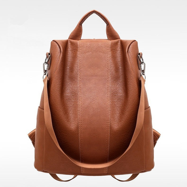 Women's solid color large capacity backpack - BuzzMart