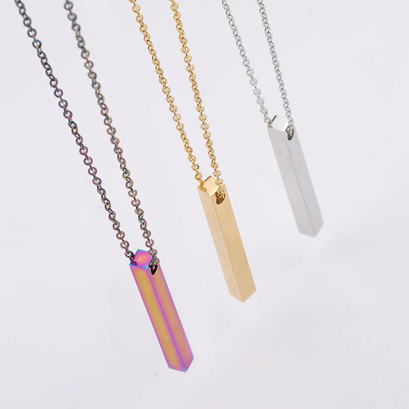 Unisex Geometric Chain Necklace – Minimal Steel Gift Jewellery - BuzzMart
