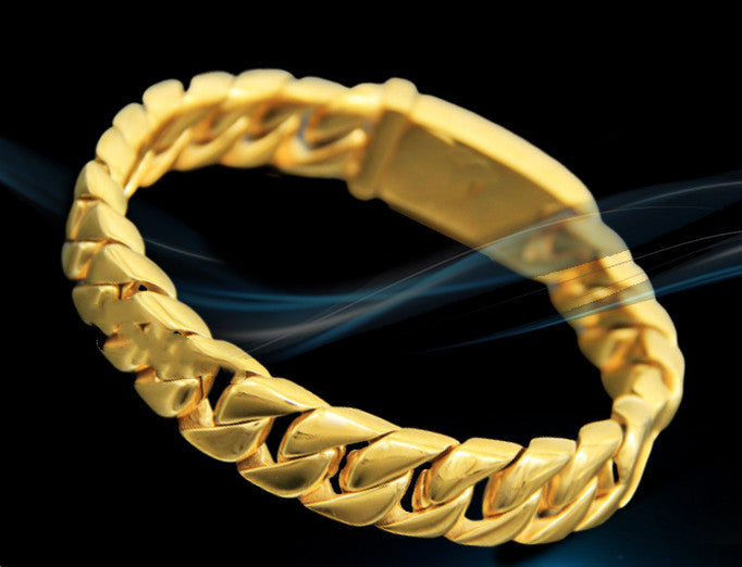 Bold Gold Chain Bracelet β Titanium Steel Korean Street Style - BuzzMart