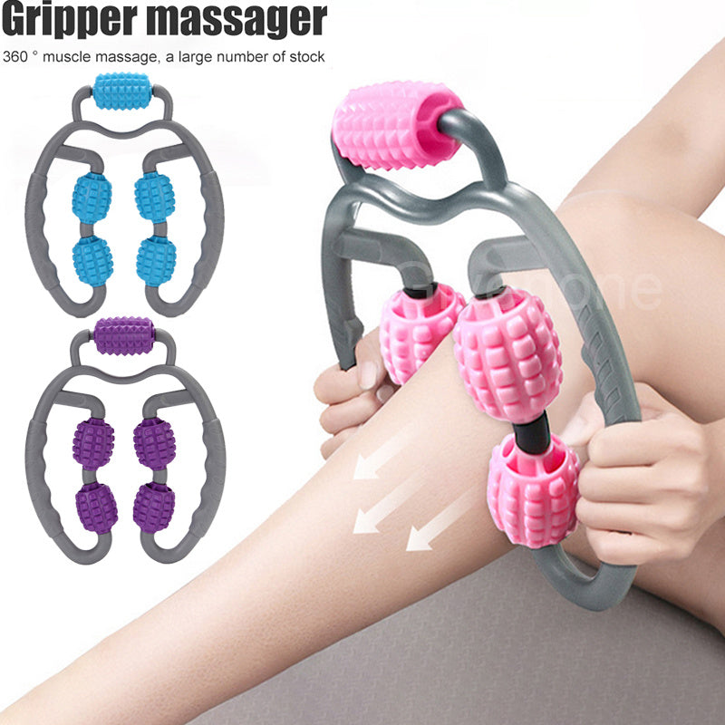 U Shape Trigger Point Massage Roller Full Body Massage Tool Arm Leg Neck Muscle Massager 4 Wheels Fitness Device For Sports - BuzzMart