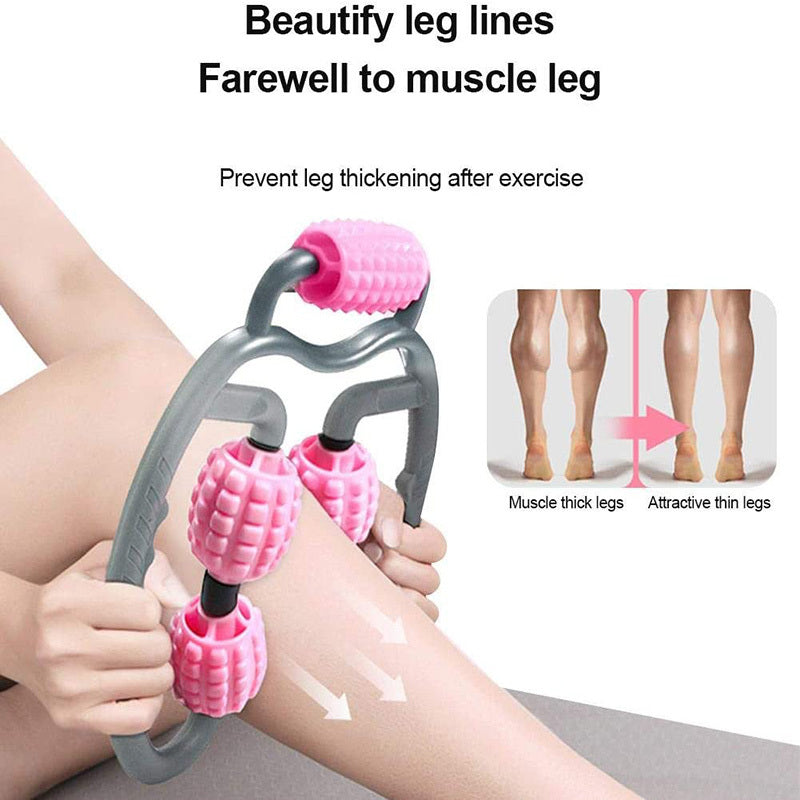 U Shape Trigger Point Massage Roller Full Body Massage Tool Arm Leg Neck Muscle Massager 4 Wheels Fitness Device For Sports - BuzzMart