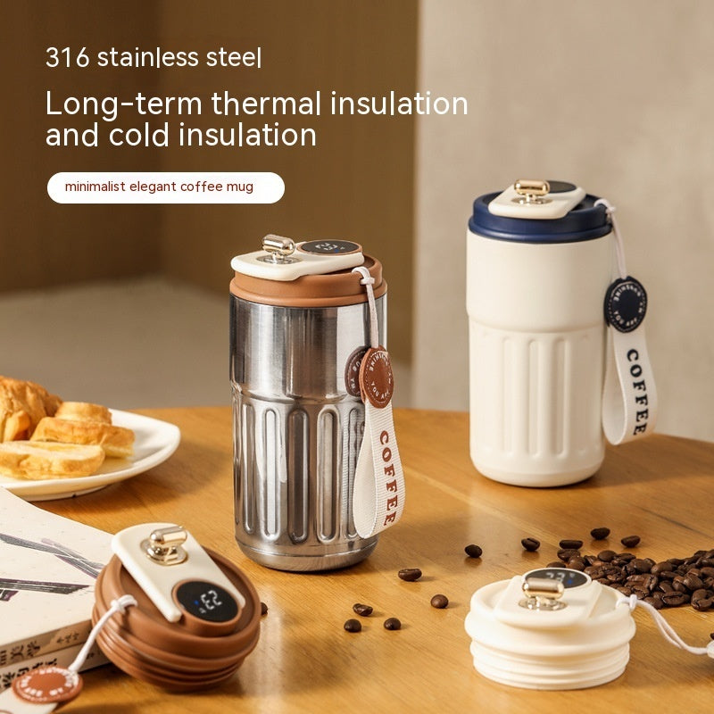 Smart Digital Thermal Bottle Portable Coffee Mug Stainless Steel Water Bottle In-Car Insulated Cup Keep Cold Vacuum Flasks 450ml - BuzzMart