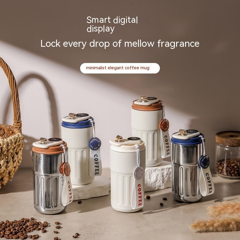 Smart Digital Thermal Bottle Portable Coffee Mug Stainless Steel Water Bottle In-Car Insulated Cup Keep Cold Vacuum Flasks 450ml - BuzzMart