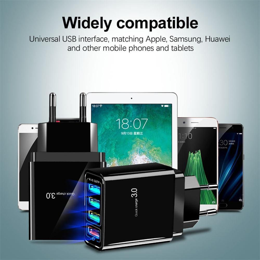 Illuminated 4USB Mobile Phone Charger 3A Charging Head - BuzzMart