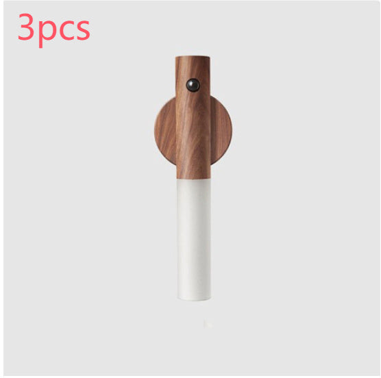 Auto LED USB Magnetic Wood Wireless Night Light Corridors Porch Lights PIR Motion Sensor Wall Light Cabinet Lamp - BuzzMart
