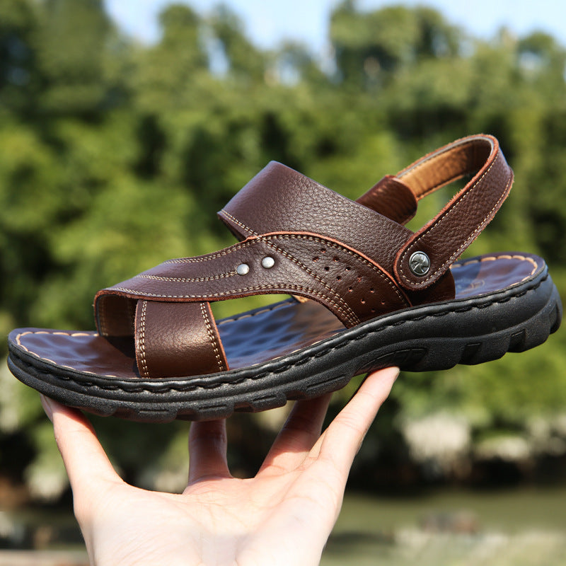Men Sandals Summer Beach Shoes Adjustable Back Strap Design Slippers Slides - BuzzMart