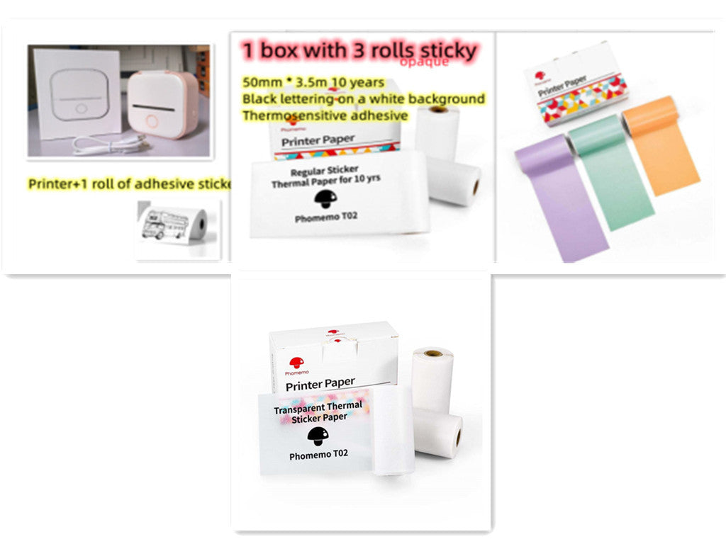 Portable Mini Thermal Label Printer Home Photo Printer Student Wrong Question Printer Bluetooth-compatible Mini Label Printer Price Tag - BuzzMart