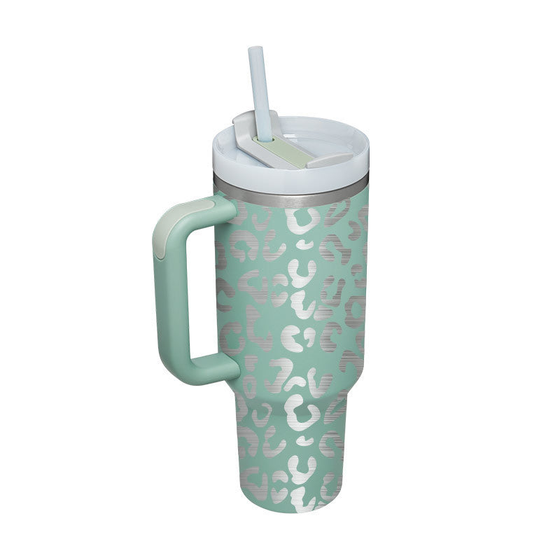 40 Oz Tumbler With Handle Straw Insulated, Stainless Steel Spill Proof Vacuum Coffee Cup Tumbler With Lid Tapered Mug Gifts For Valentine Lover Suitable For Car Gym Office Travel - BuzzMart