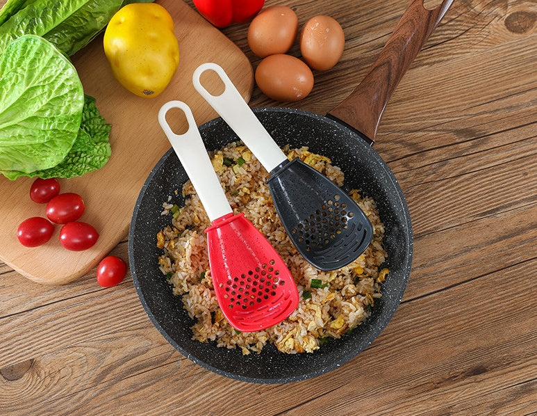 Multifunctional Slotted Spoon Grinding Cooking Spoon Mashed Auxiliary Food Ginger Garlic Spoon Press Potatoe Stir-frying Spatula Kitchen Gadget - BuzzMart