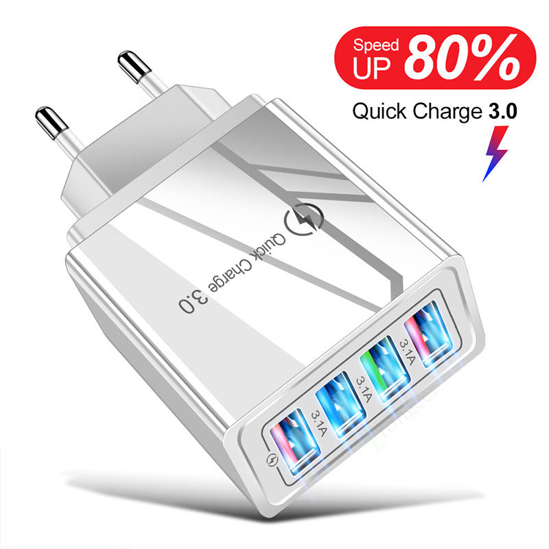 USB Charger Quick Charge 3.0 4 Phone Adapter For Tablet Portable Wall Mobile Charger Fast Charger - BuzzMart