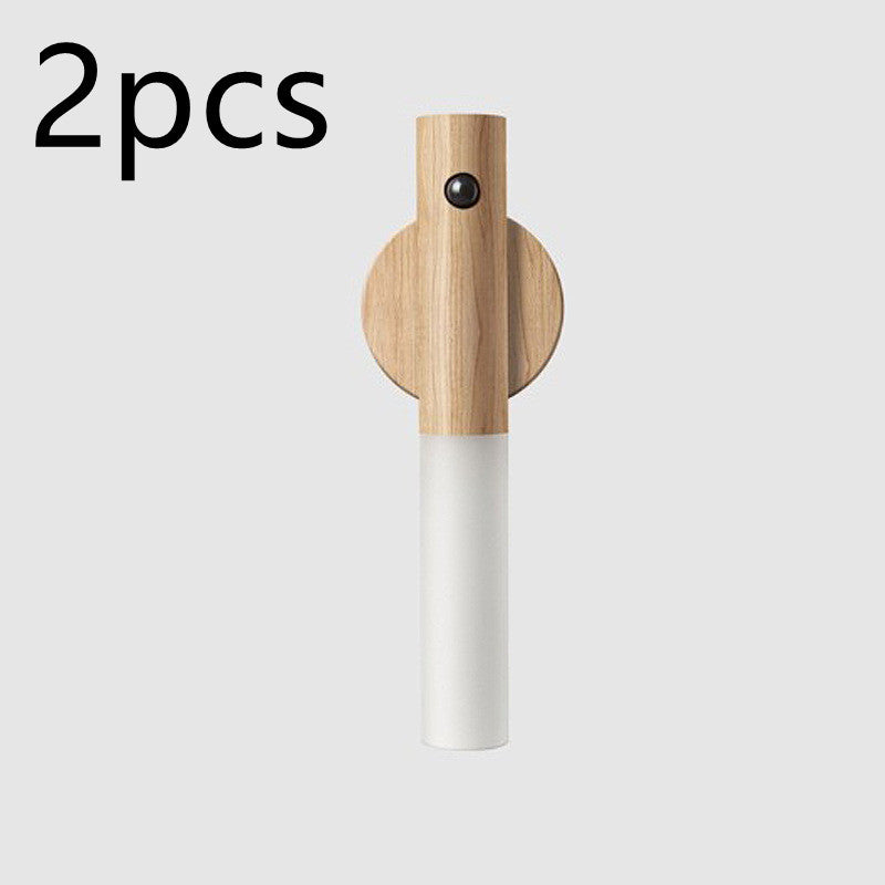 Auto LED USB Magnetic Wood Wireless Night Light Corridors Porch Lights PIR Motion Sensor Wall Light Cabinet Lamp - BuzzMart
