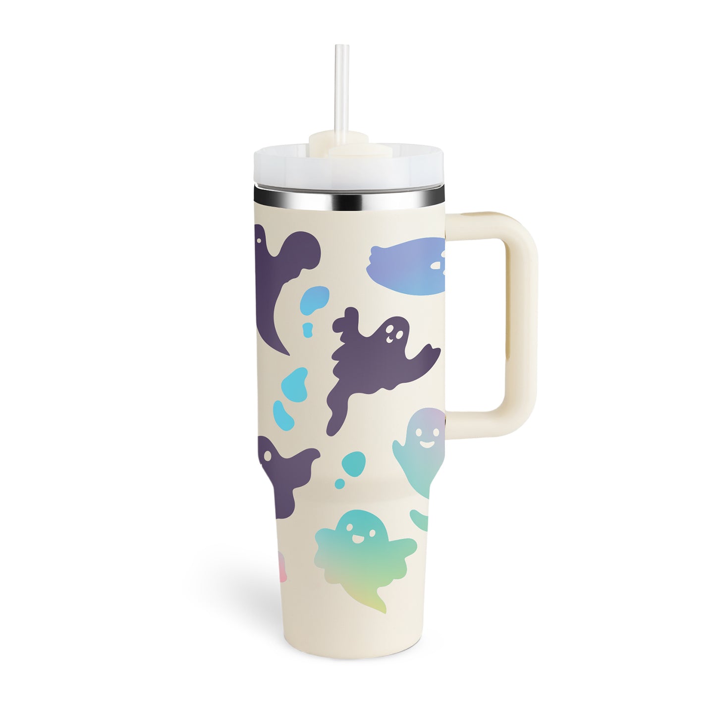 40 Oz Tumbler With Handle Straw Insulated, Stainless Steel Spill Proof Vacuum Coffee Cup Tumbler With Lid Tapered Mug Gifts For Valentine Lover Suitable For Car Gym Office Travel - BuzzMart