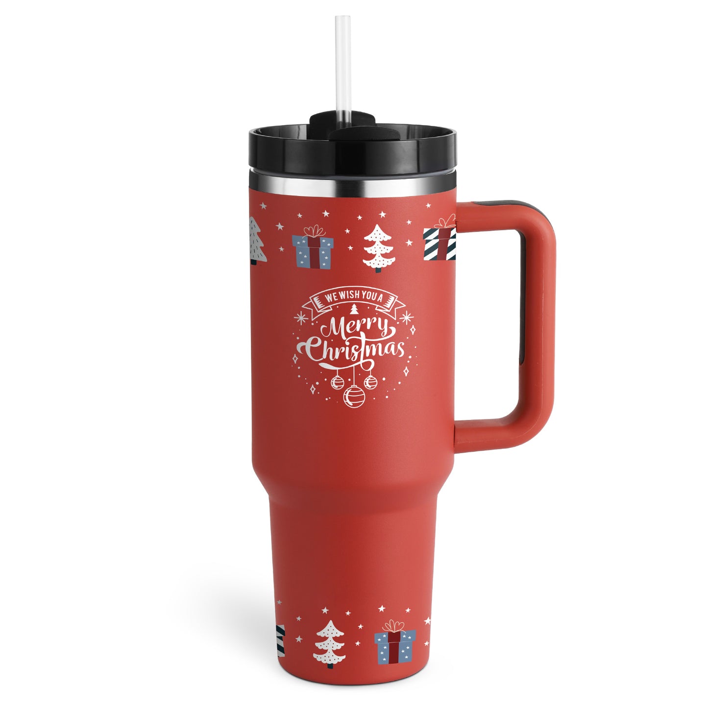 40 Oz Tumbler With Handle Straw Insulated, Stainless Steel Spill Proof Vacuum Coffee Cup Tumbler With Lid Tapered Mug Gifts For Valentine Lover Suitable For Car Gym Office Travel - BuzzMart