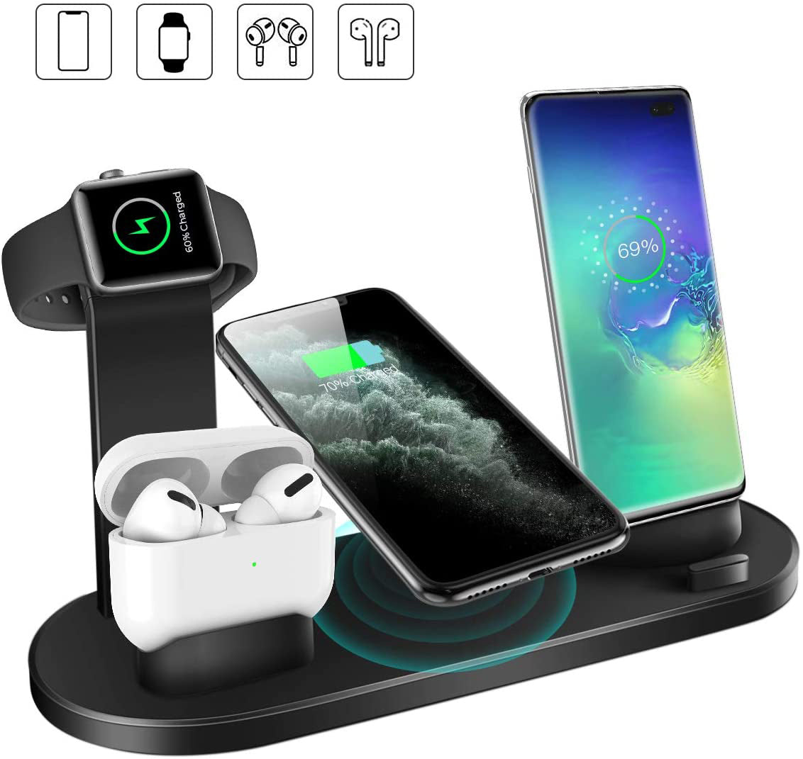 Wireless Charger 4 In 1 Charging Station For AppleIWatch Series 8 7 I-Phone 15 14 13 12 Pro Airpods Pro 3 2 Charging Stand Dock - BuzzMart