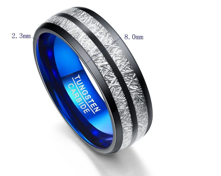 Black & Blue Tungsten Couple Rings β Bold Wedding Bands - BuzzMart