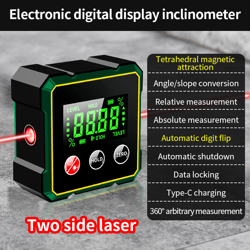 Magnetic Digital Angle Finder With Electronic Laser Gauge Protractor Inclinometer Level Magnets Level Ruler Angle Slope - BuzzMart