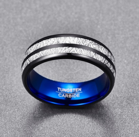 Black & Blue Tungsten Couple Rings β Bold Wedding Bands - BuzzMart