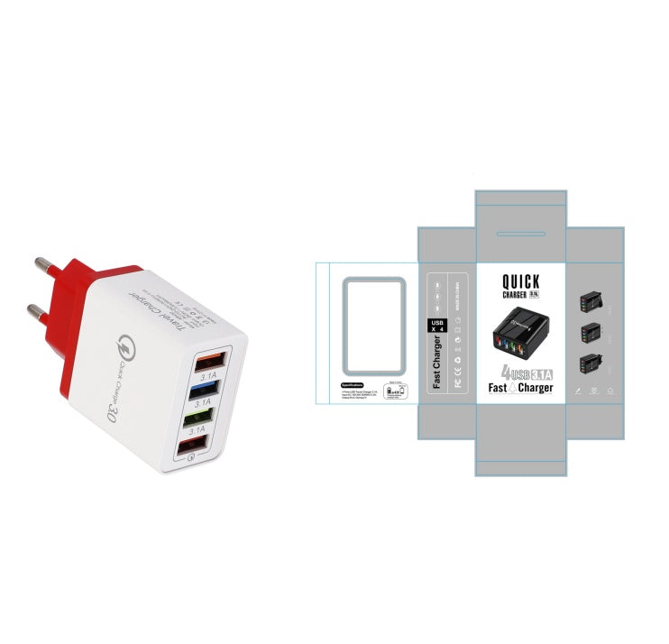 USB Charger Quick Charge 3.0 4 Phone Adapter For Tablet Portable Wall Mobile Charger Fast Charger - BuzzMart