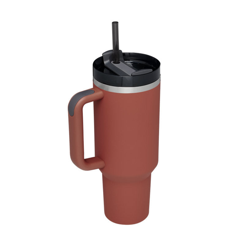 40 Oz Tumbler With Handle Straw Insulated, Stainless Steel Spill Proof Vacuum Coffee Cup Tumbler With Lid Tapered Mug Gifts For Valentine Lover Suitable For Car Gym Office Travel - BuzzMart