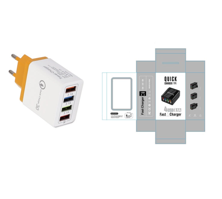 USB Charger Quick Charge 3.0 4 Phone Adapter For Tablet Portable Wall Mobile Charger Fast Charger - BuzzMart