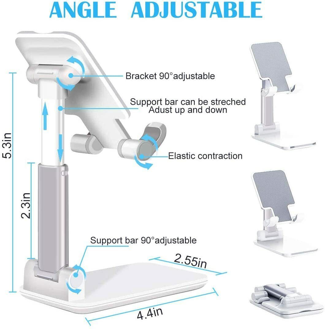 Cell Phone Stand Desktop Holder Tablet Stand Mount Mobile Phone Desktop Tablet Holder Table Cell Foldable Extend Support Desk Mobile Phone Holder Stand - BuzzMart