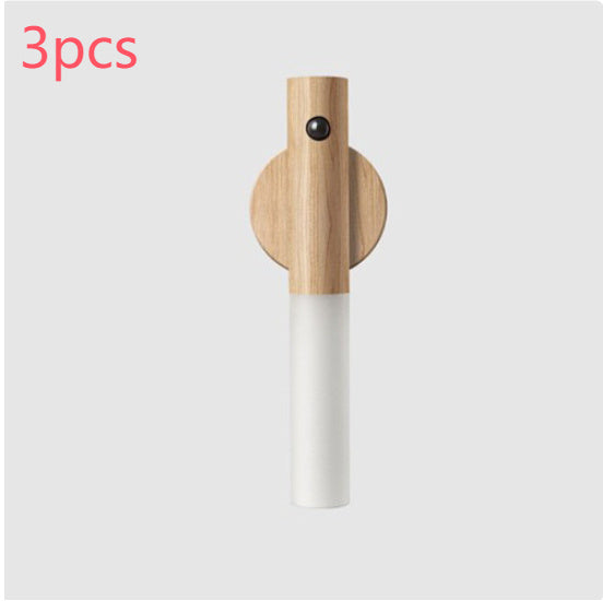 Auto LED USB Magnetic Wood Wireless Night Light Corridors Porch Lights PIR Motion Sensor Wall Light Cabinet Lamp - BuzzMart