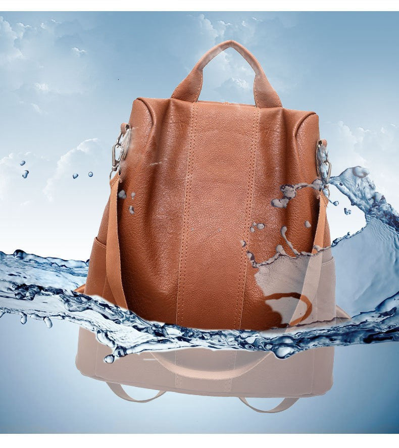 Women's solid color large capacity backpack - BuzzMart