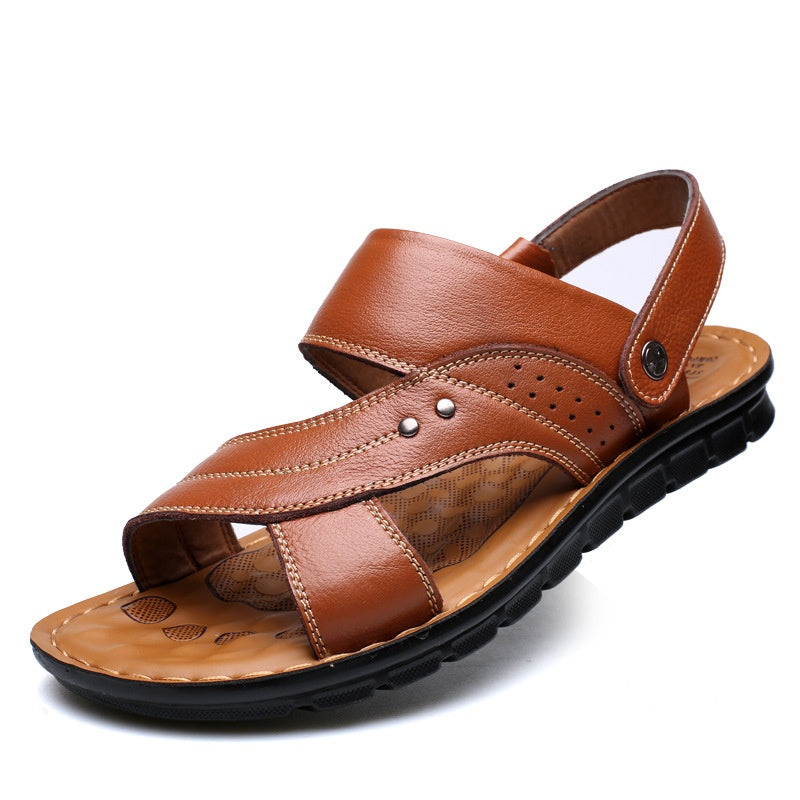 Men Sandals Summer Beach Shoes Adjustable Back Strap Design Slippers Slides - BuzzMart