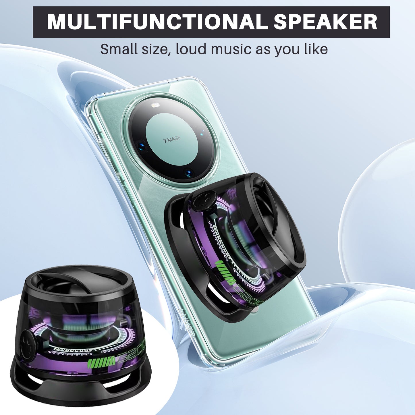 Portable Bluetooth Speaker G200 RGB Lighting Speaker BT5.3 Mini Sound Box 7 Hours Playback Magnetic Phone Holder - BuzzMart