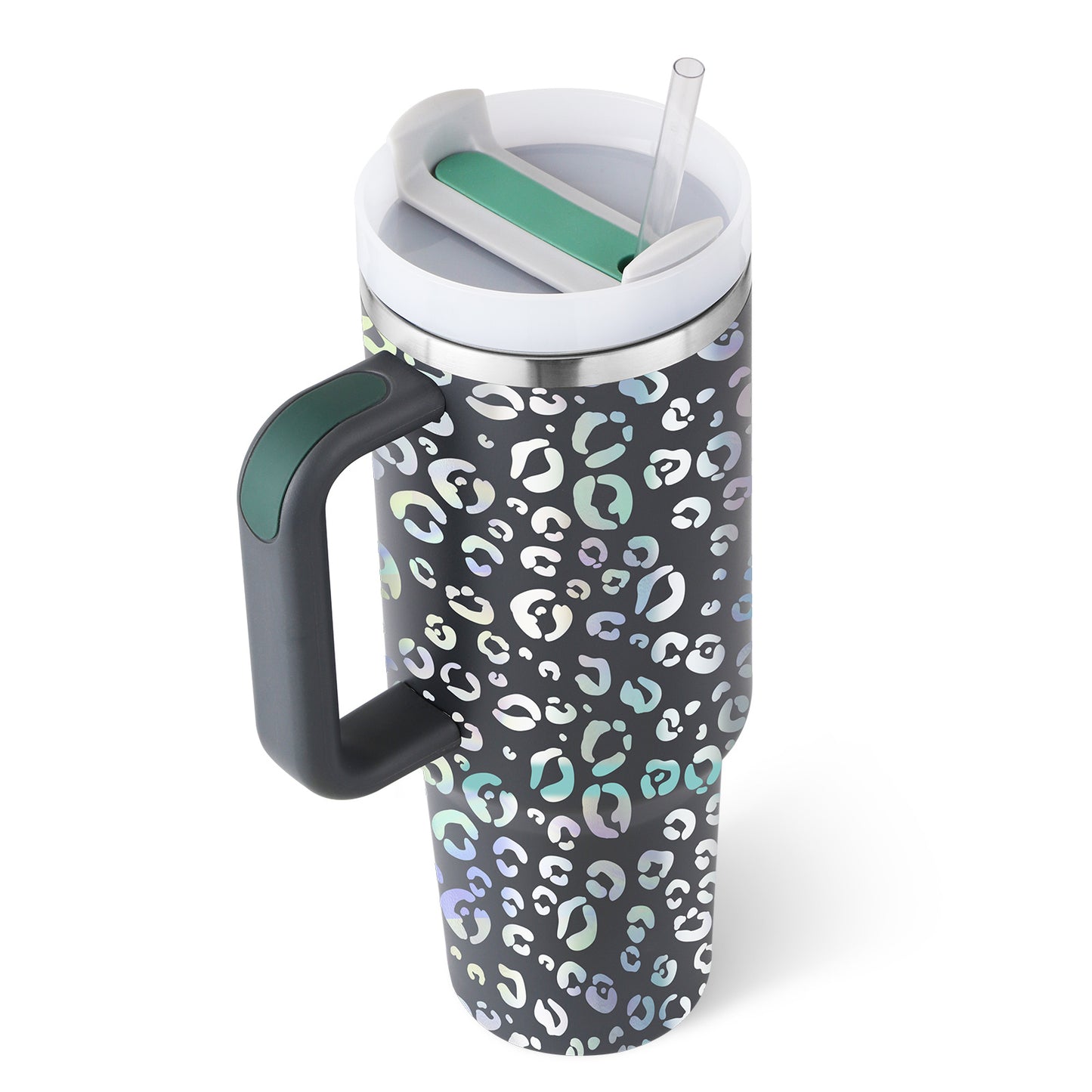 40 Oz Tumbler With Handle Straw Insulated, Stainless Steel Spill Proof Vacuum Coffee Cup Tumbler With Lid Tapered Mug Gifts For Valentine Lover Suitable For Car Gym Office Travel - BuzzMart