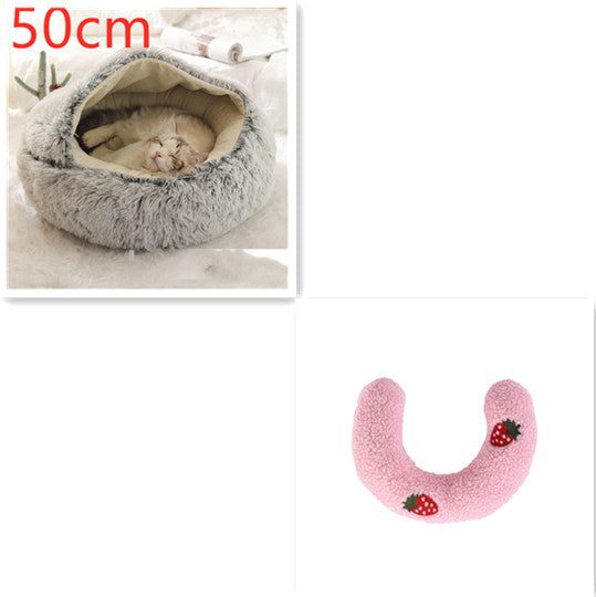 2 In 1 Dog And Cat Bed Pet Winter Bed Round Plush Warm Bed House Soft Long Plush Pets Bed Pet Products - BuzzMart