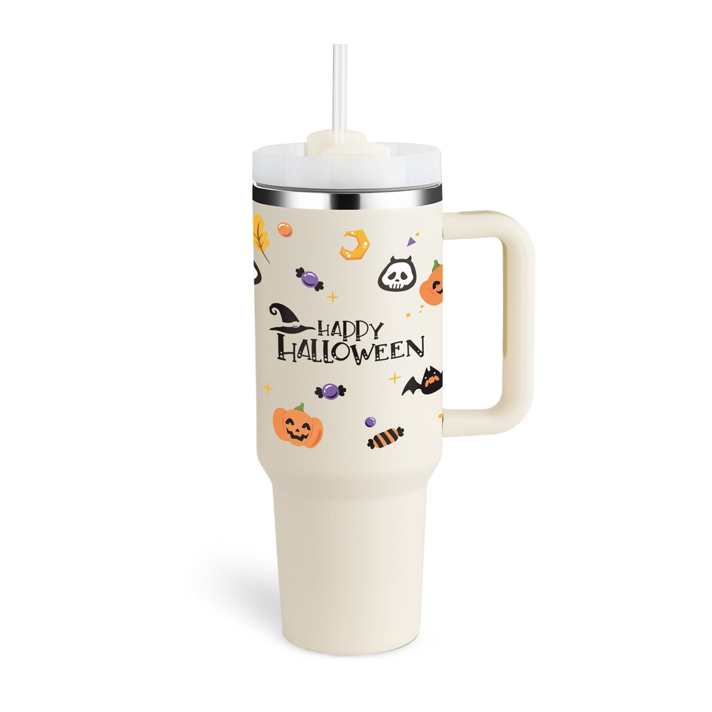 40 Oz Tumbler With Handle Straw Insulated, Stainless Steel Spill Proof Vacuum Coffee Cup Tumbler With Lid Tapered Mug Gifts For Valentine Lover Suitable For Car Gym Office Travel - BuzzMart