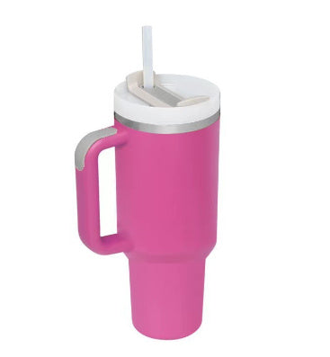 40 Oz Tumbler With Handle Straw Insulated, Stainless Steel Spill Proof Vacuum Coffee Cup Tumbler With Lid Tapered Mug Gifts For Valentine Lover Suitable For Car Gym Office Travel - BuzzMart