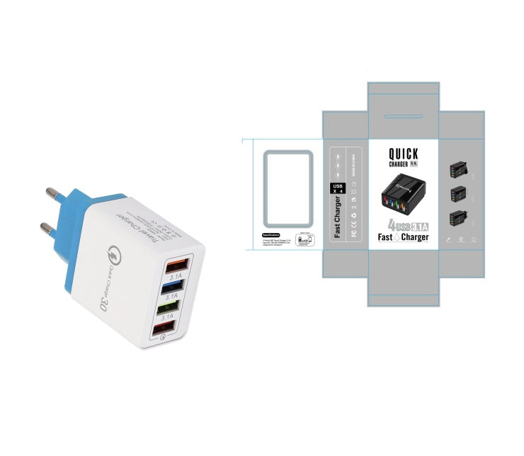 USB Charger Quick Charge 3.0 4 Phone Adapter For Tablet Portable Wall Mobile Charger Fast Charger - BuzzMart
