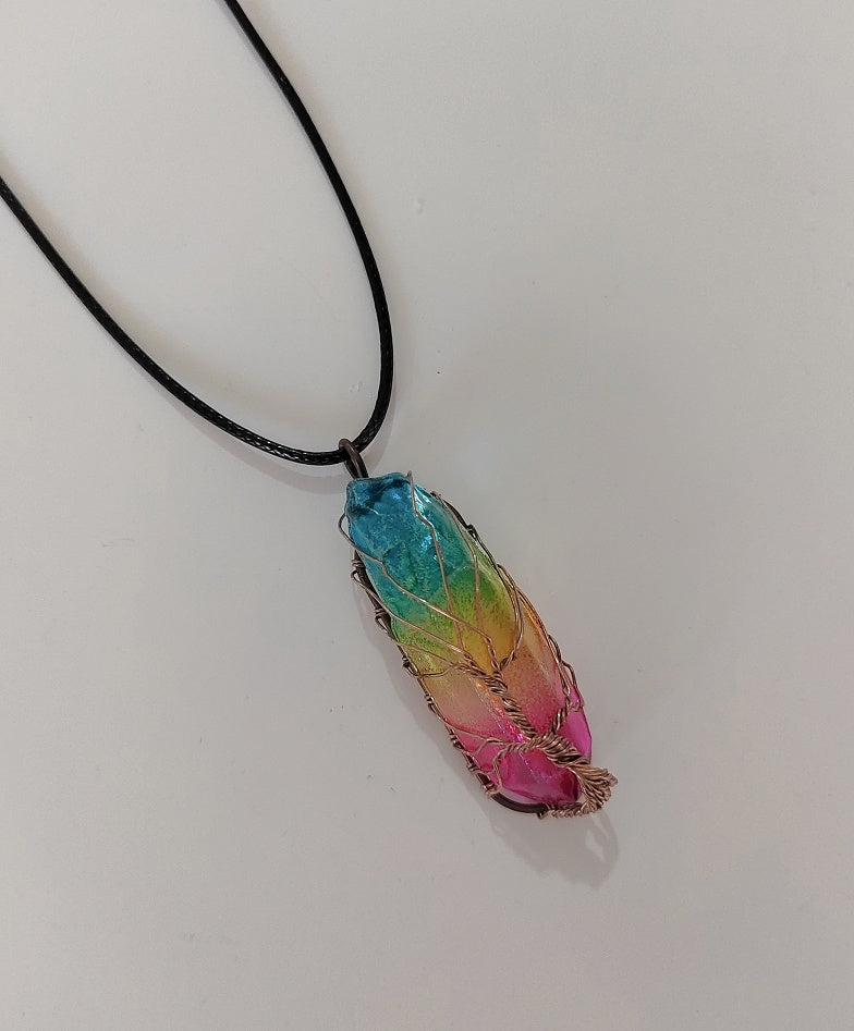 Hot Selling Stone Crystal Pillar Tree Of Life Pendant Ins Fashion Necklace - BuzzMart