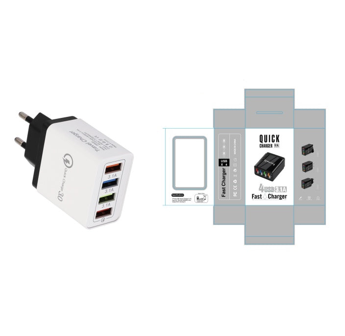 USB Charger Quick Charge 3.0 4 Phone Adapter For Tablet Portable Wall Mobile Charger Fast Charger - BuzzMart