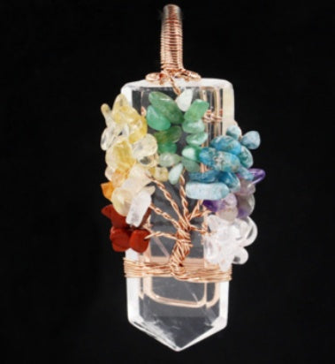 Crystal Column Tree Of Life Winding Pendant Necklace - BuzzMart