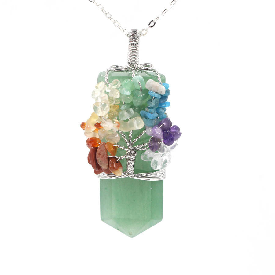Crystal Column Tree Of Life Winding Pendant Necklace - BuzzMart