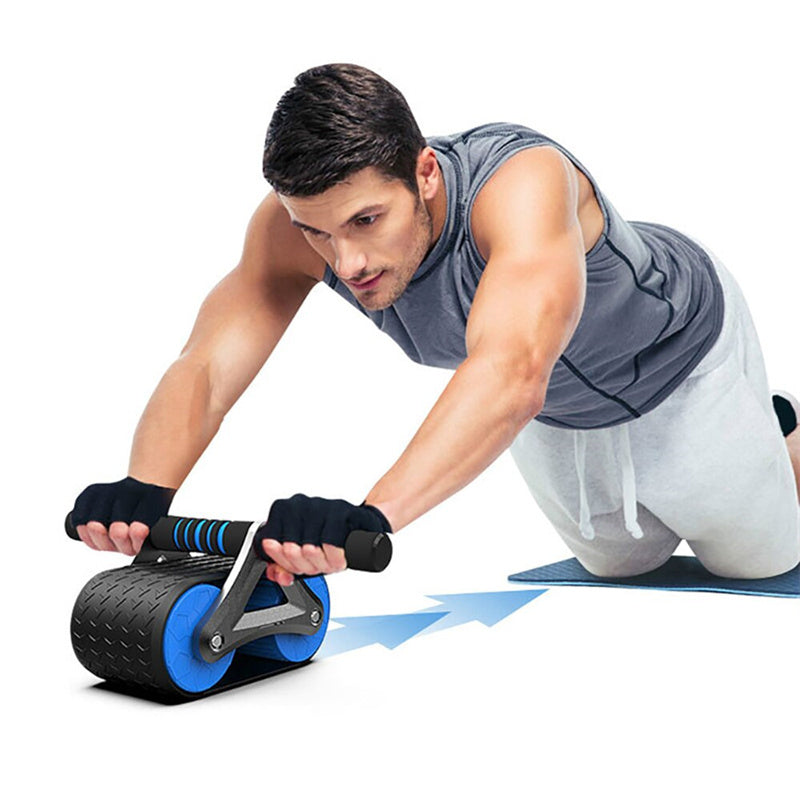 Double Wheel Abdominal Exerciser Women Men Automatic Rebound Ab Wheel Roller Waist Trainer Gym Sports Home Exercise Devices - BuzzMart