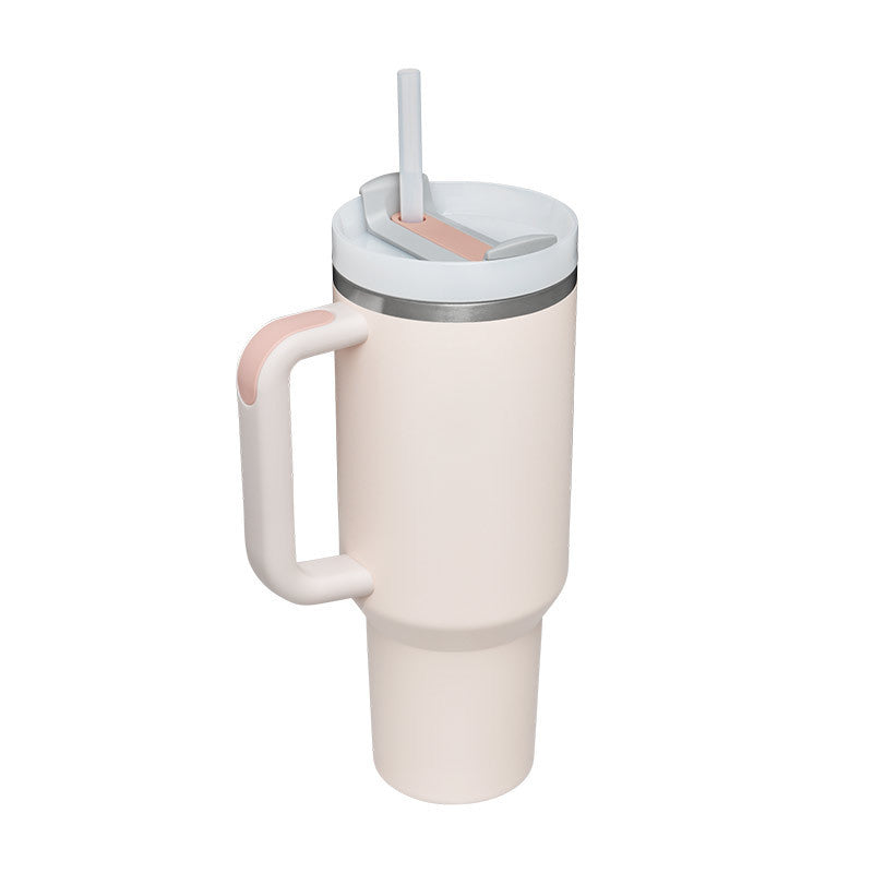 40 Oz Tumbler With Handle Straw Insulated, Stainless Steel Spill Proof Vacuum Coffee Cup Tumbler With Lid Tapered Mug Gifts For Valentine Lover Suitable For Car Gym Office Travel - BuzzMart