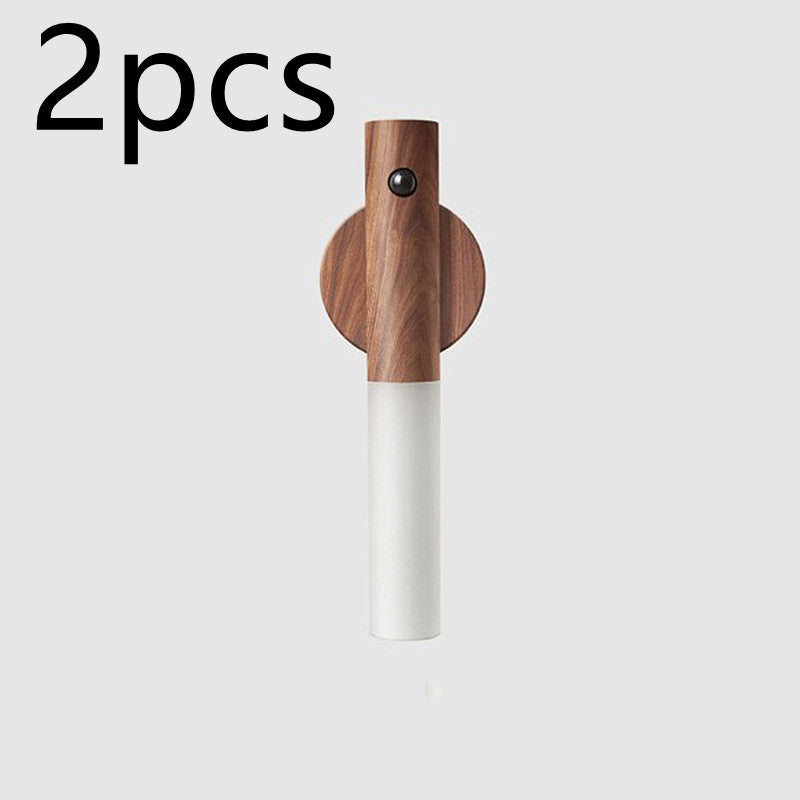 Auto LED USB Magnetic Wood Wireless Night Light Corridors Porch Lights PIR Motion Sensor Wall Light Cabinet Lamp - BuzzMart