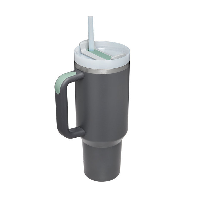 40 Oz Tumbler With Handle Straw Insulated, Stainless Steel Spill Proof Vacuum Coffee Cup Tumbler With Lid Tapered Mug Gifts For Valentine Lover Suitable For Car Gym Office Travel - BuzzMart