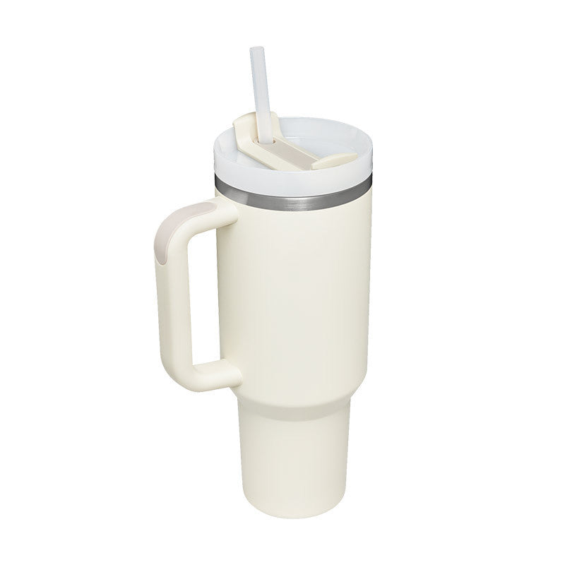 40 Oz Tumbler With Handle Straw Insulated, Stainless Steel Spill Proof Vacuum Coffee Cup Tumbler With Lid Tapered Mug Gifts For Valentine Lover Suitable For Car Gym Office Travel - BuzzMart