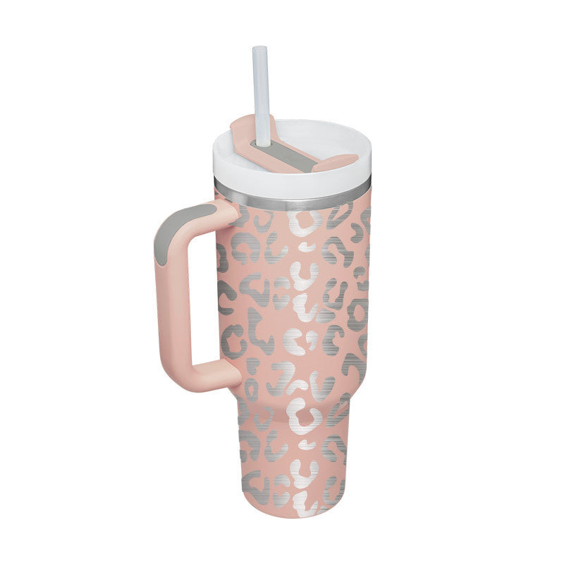 40 Oz Tumbler With Handle Straw Insulated, Stainless Steel Spill Proof Vacuum Coffee Cup Tumbler With Lid Tapered Mug Gifts For Valentine Lover Suitable For Car Gym Office Travel - BuzzMart