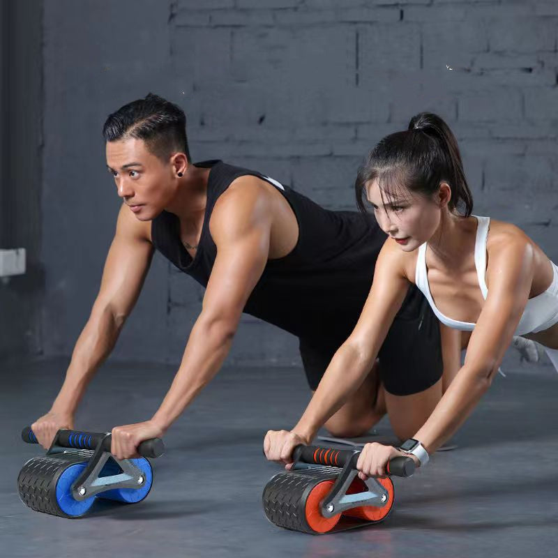 Double Wheel Abdominal Exerciser Women Men Automatic Rebound Ab Wheel Roller Waist Trainer Gym Sports Home Exercise Devices - BuzzMart