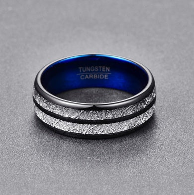 Black & Blue Tungsten Couple Rings β Bold Wedding Bands - BuzzMart