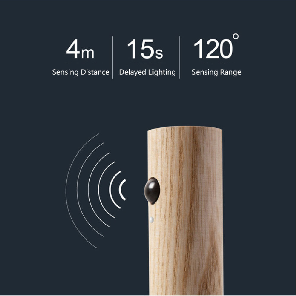 Auto LED USB Magnetic Wood Wireless Night Light Corridors Porch Lights PIR Motion Sensor Wall Light Cabinet Lamp - BuzzMart